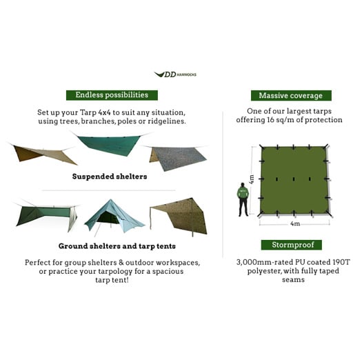 DD Hammocks Tarp 4x4, 茶色