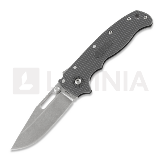 Demko Knives AD 20.5 Stonewashed folding knife, Clip Point, grey