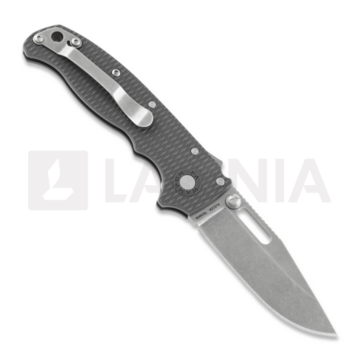 Demko Knives AD 20.5 Stonewashed folding knife, Clip Point, grey