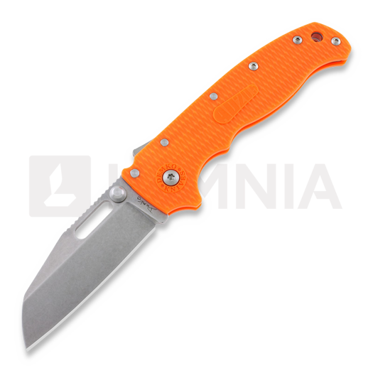 Demko Knives AD 20.5 Stonewashed sulankstomas peilis, Shark Foot, oranžinėnge