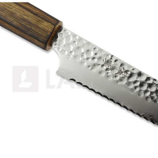 Japanese kitchen knife Demko Knives Bread VG10 San Mai, Red Oak