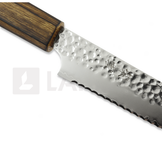 Japanese kitchen knife Demko Knives Bread VG10 San Mai, Red Oak