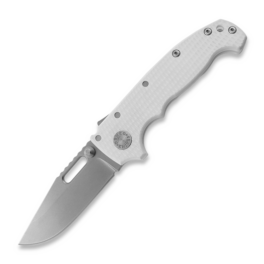 Demko Knives MG AD20S Clip Point 20CV G10 sulankstomas peilis, white