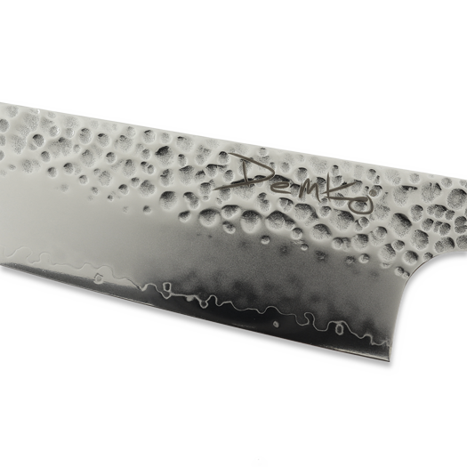 Japanese kitchen knife Demko Knives Santoku VG10 San Mai, Red Oak