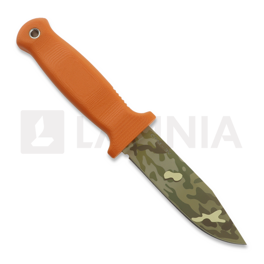 Demko Knives USA Armiger 4 3V Clip Point Multi-Layer Camo knife, Orange