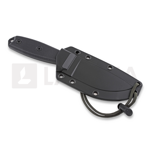ESEE Model 3, black G10, black plastic sheath, nylon sheath