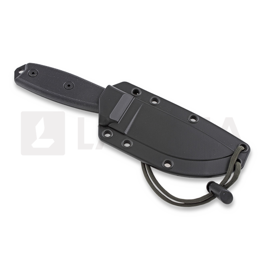 ESEE Model 3, black G10, black plastic sheath, nylon sheath