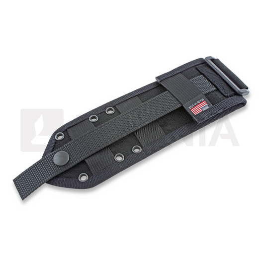 ESEE Model 3, black G10, black plastic sheath, nylon sheath