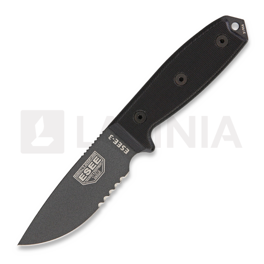 ESEE Model 3 Serrated, tactical gunsmoke