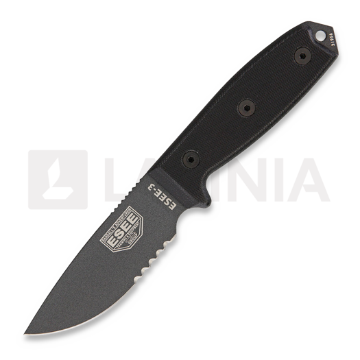 ESEE Model 3 Serrated, tactical gunsmoke