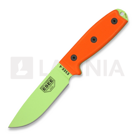 ESEE Model 4, venom green, orange G10, black plastic sheath