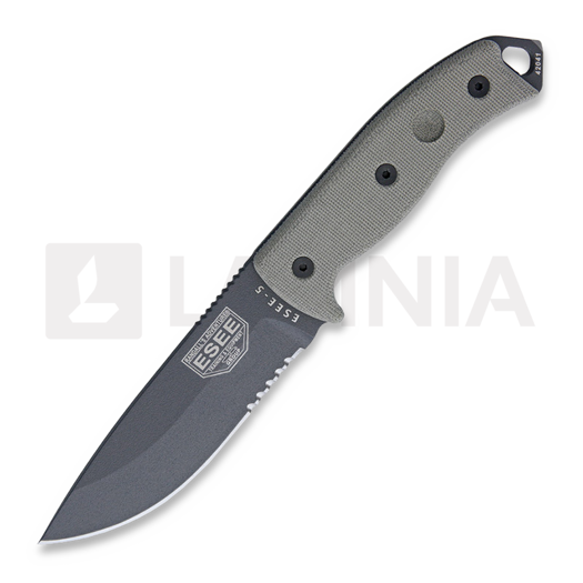 ESEE Model 5, tactical gunsmoke, serrated