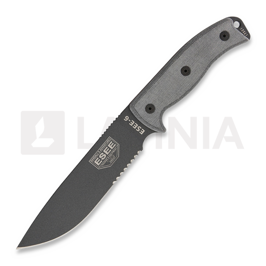 ESEE Model 6, tactical gunsmoke, serrated