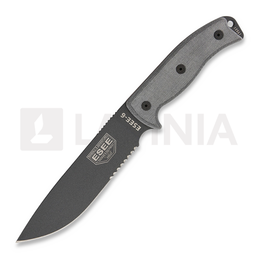 ESEE Model 6, tactical gunsmoke, serrated