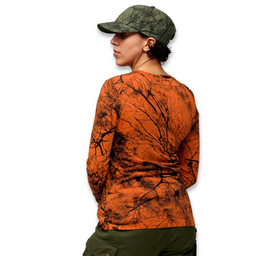 Fjällräven Värmland Wool LS W, Orange Multi Camo