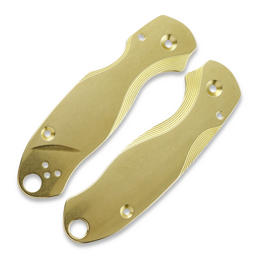 Flytanium Lotus Brass Scales for Spyderco Para 3, Stonewash