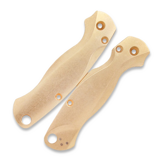 Flytanium Lotus Brass Scales for Spyderco Paramilitary 2 Knife - Stonewash
