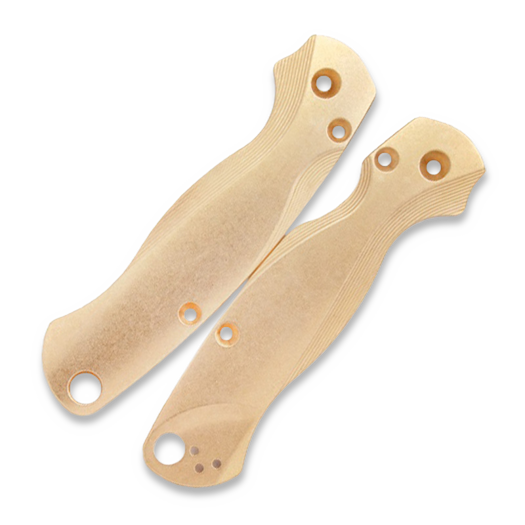 Flytanium Lotus Brass Scales for Spyderco Paramilitary 2 Knife - Stonewash