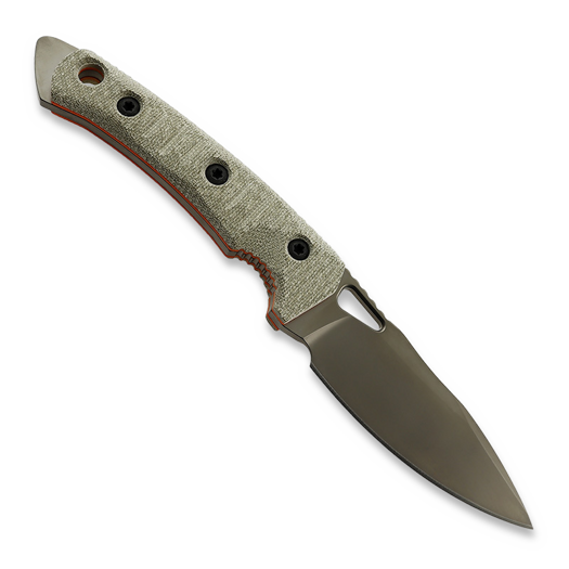 Cuțit Fobos Knives Cacula, Micarta OD - Orange Liners, negru