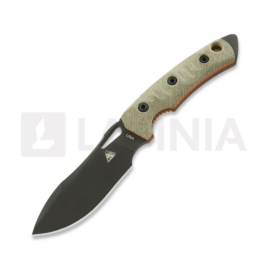 Fobos Knives Tier1-Mini veitsi, Micarta OD - Orange Liner, PVD