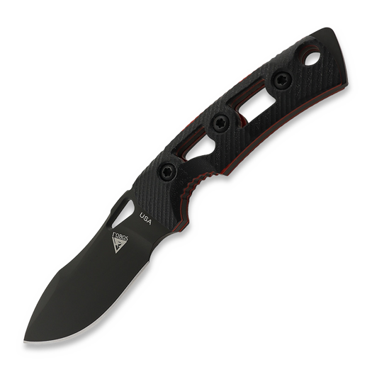 Fobos Knives Tier1-Mini Mini mes, G10 Black - Red Liner, zwart