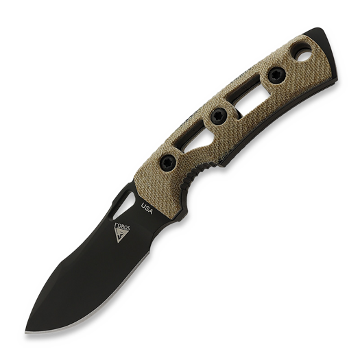 Fobos Knives Tier1-Mini Mini veitsi, Micarta Natural - Black Liner, musta