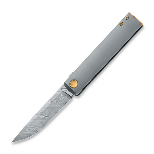 Fox Knives Chnops Damascus összecsukható kés, Beadblasted Titanium FX-543DBB