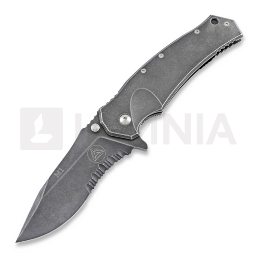 Couteau pliant Fox Knives M1 Titanium Frame Lock, lame &agrave; dents CED-M1TIS