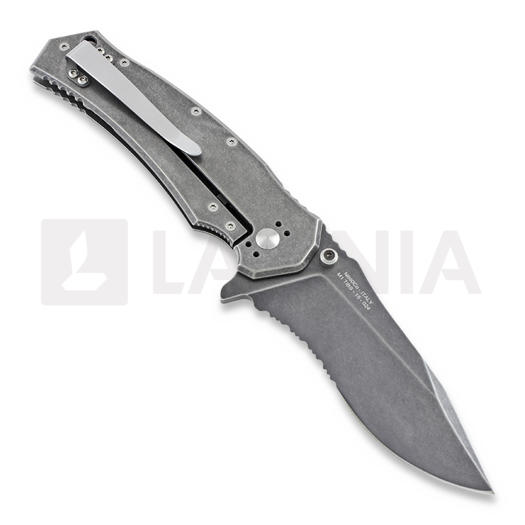 Couteau pliant Fox Knives M1 Titanium Frame Lock, lame &agrave; dents CED-M1TIS