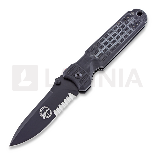 Nóż składany Fox Knives Predator II, czarna, ząbkowane ostrze FX-FP2BSG10