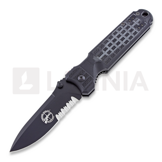 Nóż składany Fox Knives Predator II, czarna, ząbkowane ostrze FX-FP2BSG10