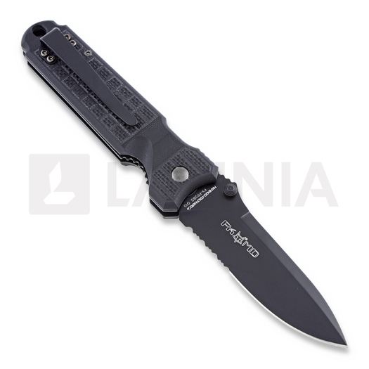 Fox Knives Praudonaator II sulankstomas peilis, juoda, dantytas FX-FP2BSG10