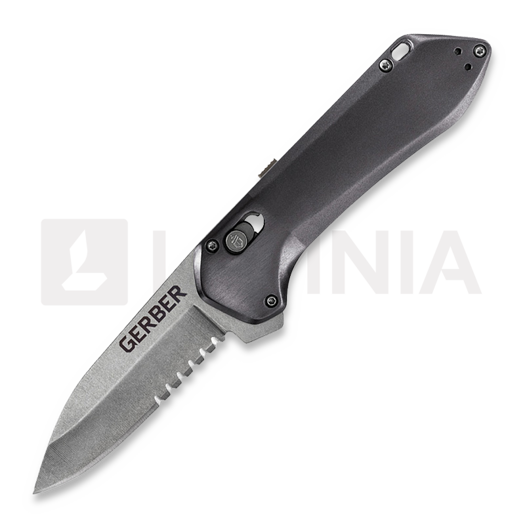 Gerber Highbrow Pivot Lock A/O Gray 折り畳みナイフ, 鋸歯状 G1519