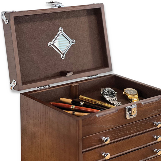 Gerstner International 6-Drawer Collector's Chest Oak