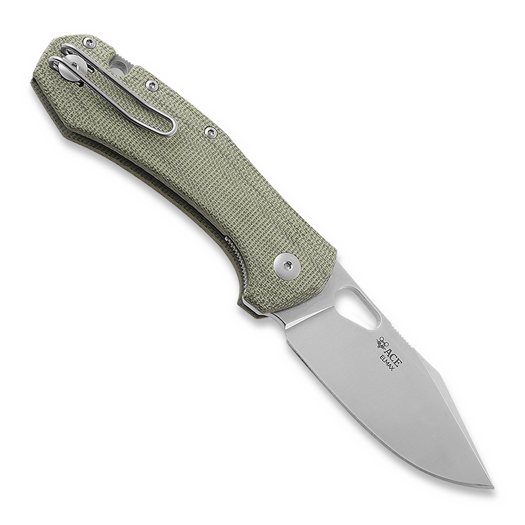 GiantMouse ACE Atelier sulankstomas peilis, green canvas micarta