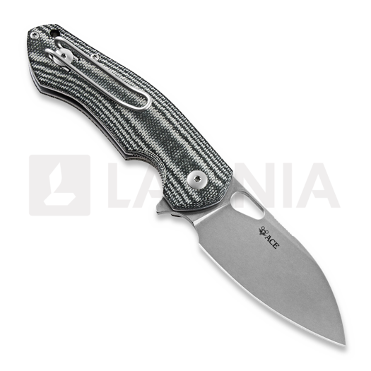 GiantMouse ACE Biblio Black-Grey Canvas Micarta sulankstomas peilis