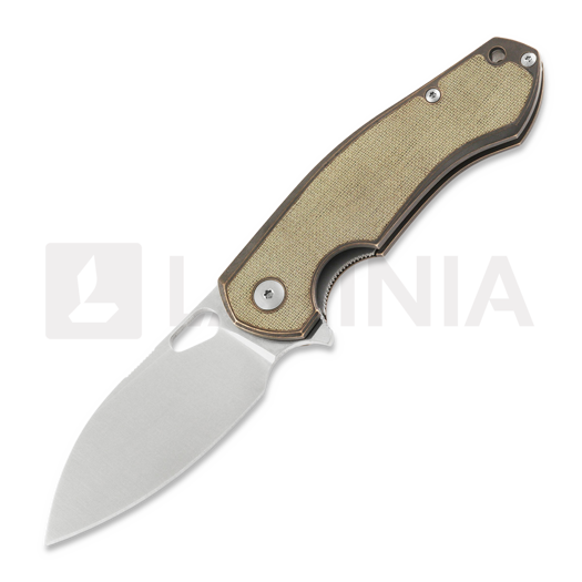 GiantMouse ACE Biblio Bronze 접이식 나이프, Natural Canvas Micarta Inlay