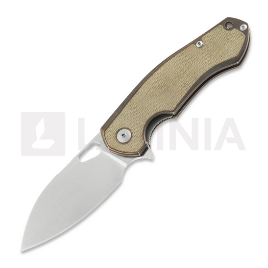 GiantMouse ACE Biblio Bronze סכין מתקפלת, Natural Canvas Micarta Inlay