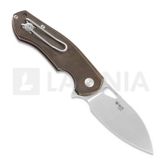 GiantMouse ACE Biblio Bronze folding knife, Natural Canvas Micarta Inlay