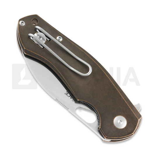 GiantMouse ACE Biblio Bronze sulankstomas peilis, Natural Canvas Micarta Inlay