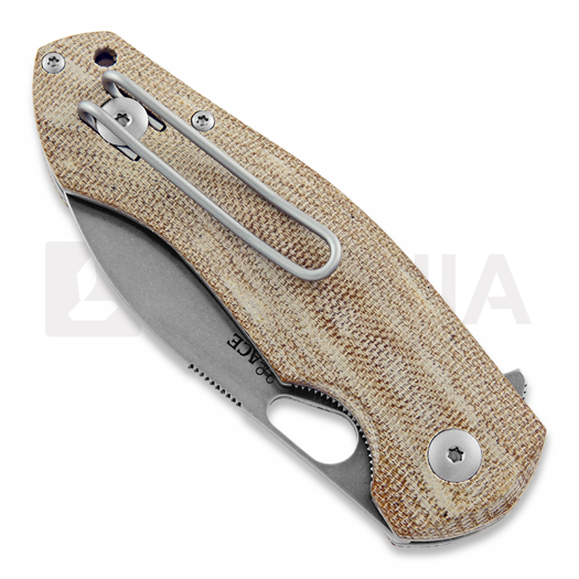 GiantMouse ACE Biblio Natural Canvas Micarta kääntöveitsi