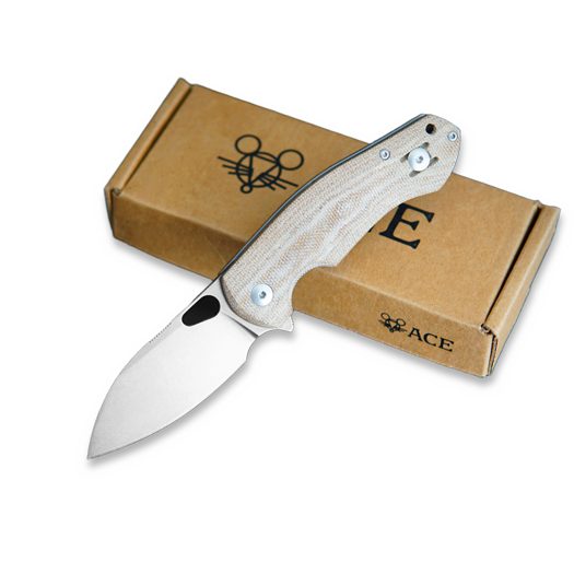 GiantMouse ACE Biblio Natural Canvas Micarta sulankstomas peilis
