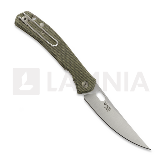 GiantMouse ACE Bleecker sulankstomas peilis, Green Canvas Micarta