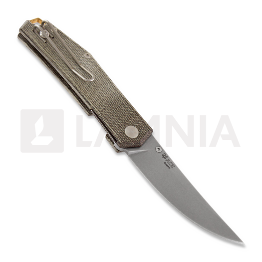 GiantMouse ACE Clyde sulankstomas peilis, green canvas micarta