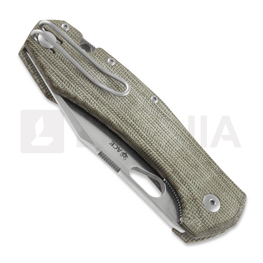 GiantMouse ACE Grand Green Canvas Micarta sulankstomas peilis
