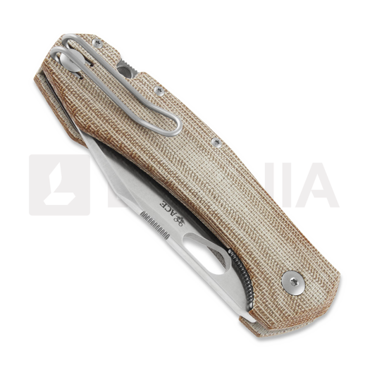 GiantMouse ACE Grand Natural Canvas Micarta kääntöveitsi