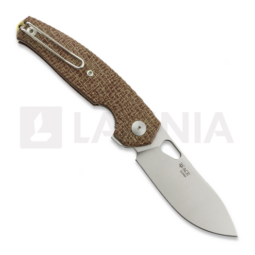 GiantMouse ACE Jagt Burlap Micarta sulankstomas peilis, satin