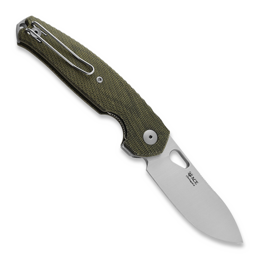 GiantMouse ACE Jagt sulankstomas peilis, green canvas micarta