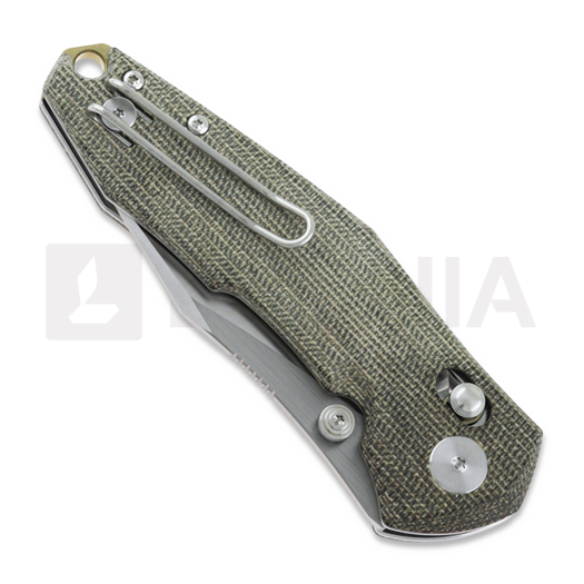 GiantMouse ACE Nazca Green Canvas Micarta k&auml;&auml;nt&ouml;veitsi