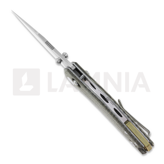 GiantMouse ACE Nazca Green Canvas Micarta k&auml;&auml;nt&ouml;veitsi